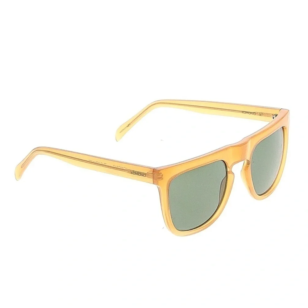 KOMONO Bennet Amber Sunglasses Flat Brow Wayfarer Chunky Frame UV400 NEW